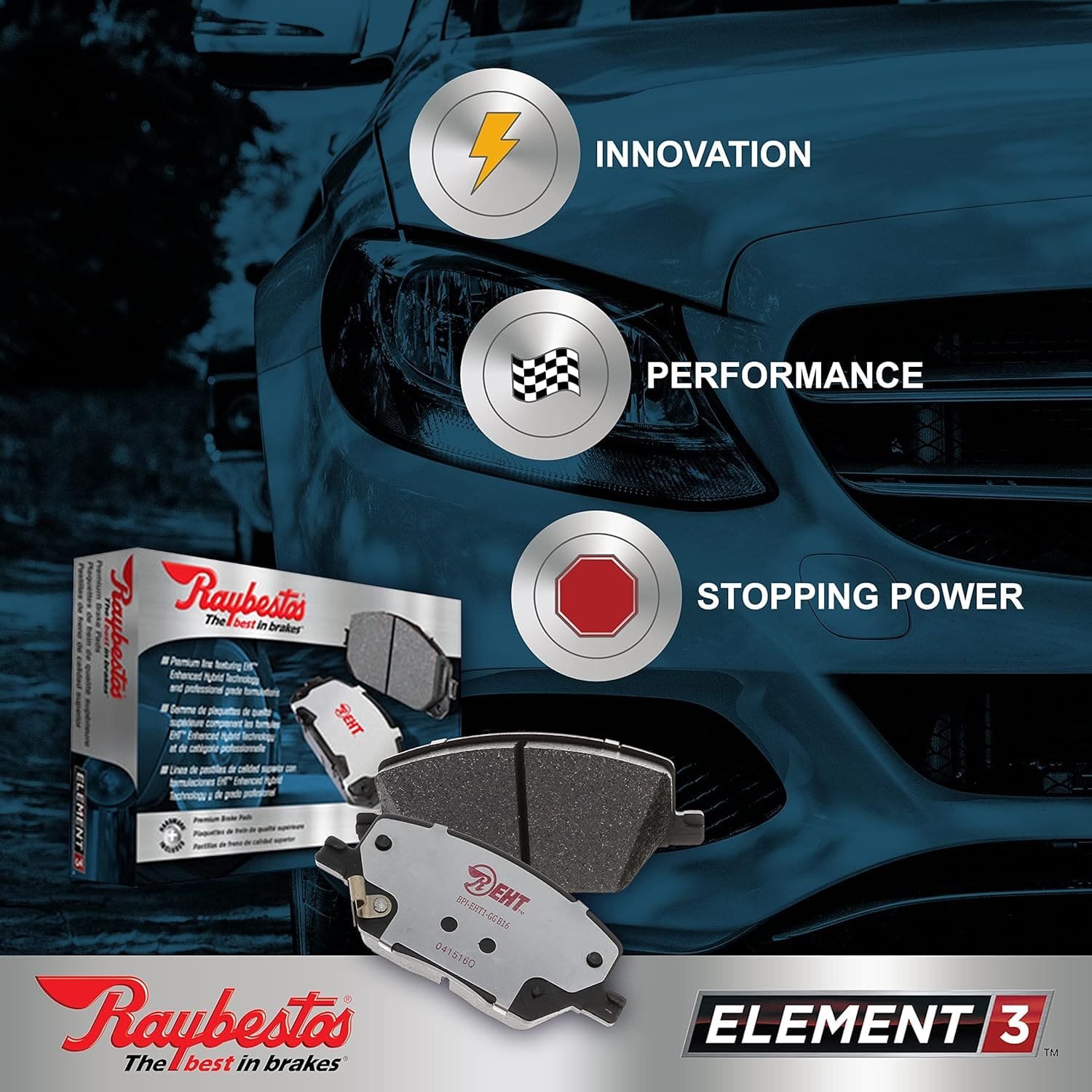 Raybestos Element3 EHTTM Replacement Front Ceramic Brake Pad Set